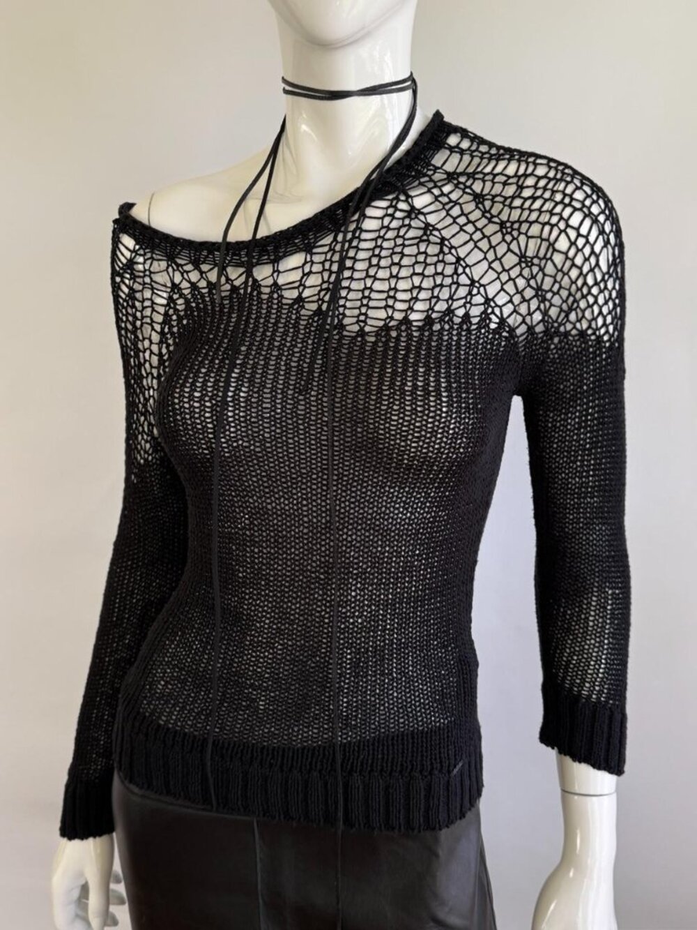 Cop.Copine Open-Knit Mesh Sweater Top